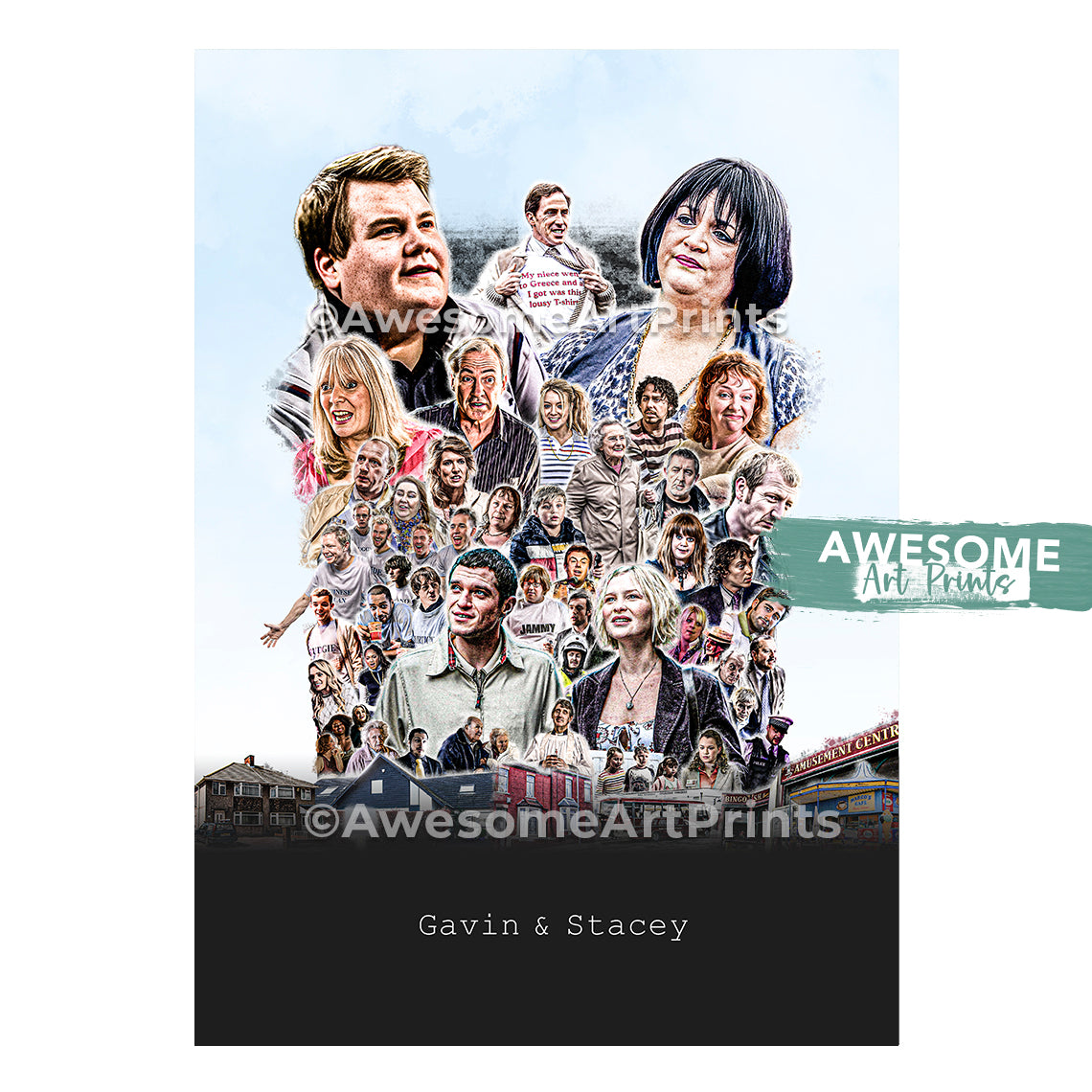 Gavin and Stacey Poster Print, Digital Illustration | British Wall Art