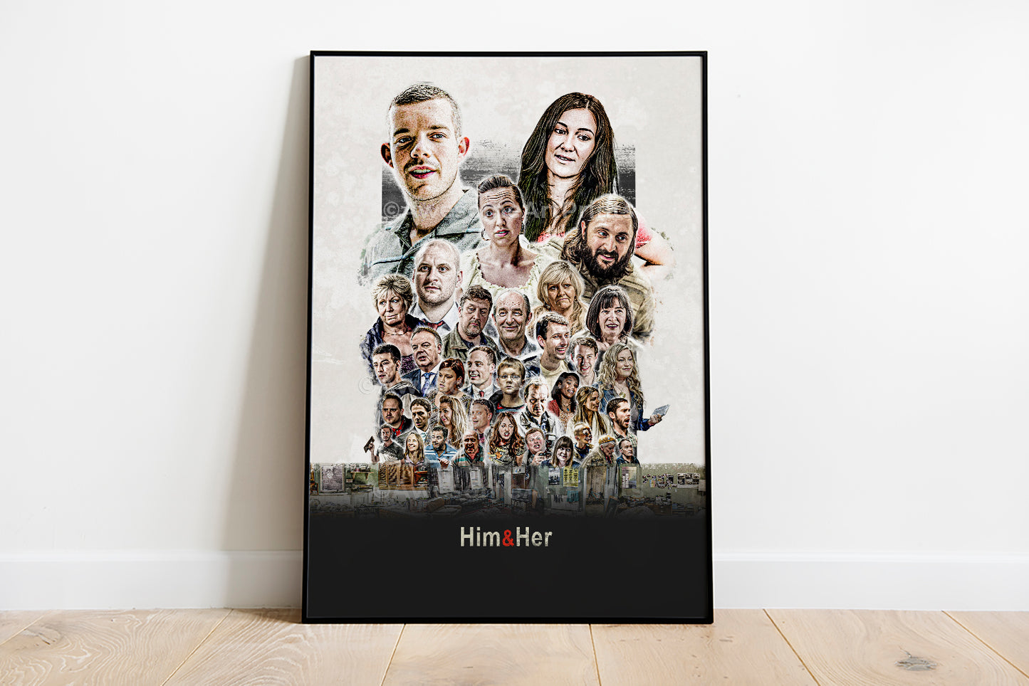 Him & Her Poster Print, Digital Illustration | British wall art