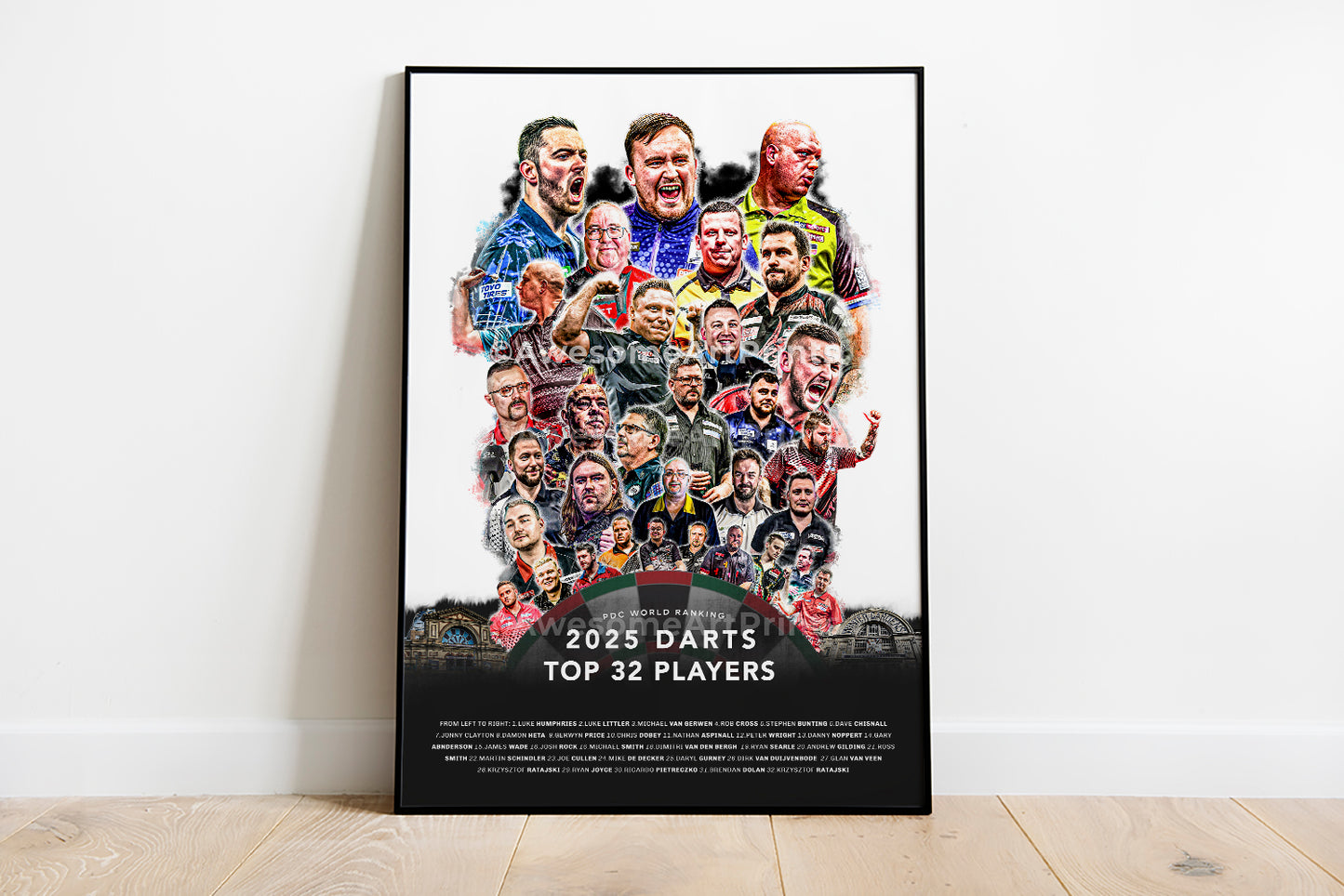 Darts top 32 Luke Littler world champion 2025 Poster Print, Digital Illustration | British wall art