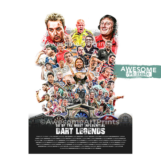 50 Most Influential Dart Legends Poster Print
