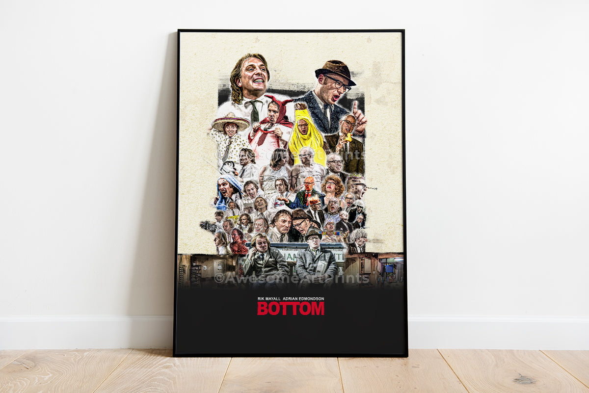 Bottom Rik & Ade Poster Print, Digital Illustration | British wall art