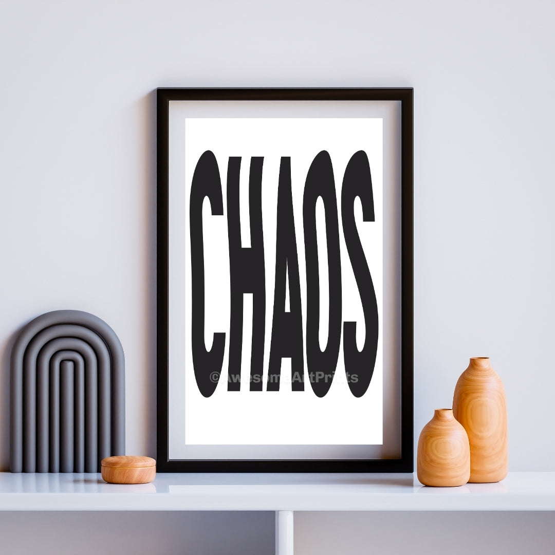 CHAOS Typographic Poster Print, Digital Illustration | Typographic wall art