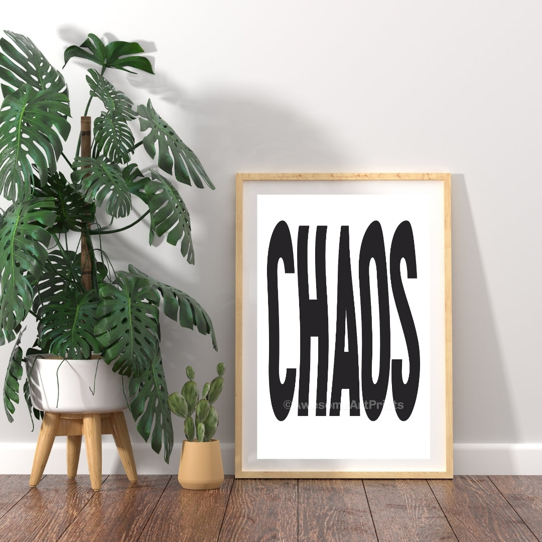 CHAOS Typographic Poster Print, Digital Illustration | Typographic wall art