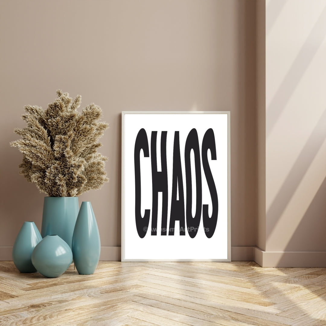 CHAOS Typographic Poster Print, Digital Illustration | Typographic wall art