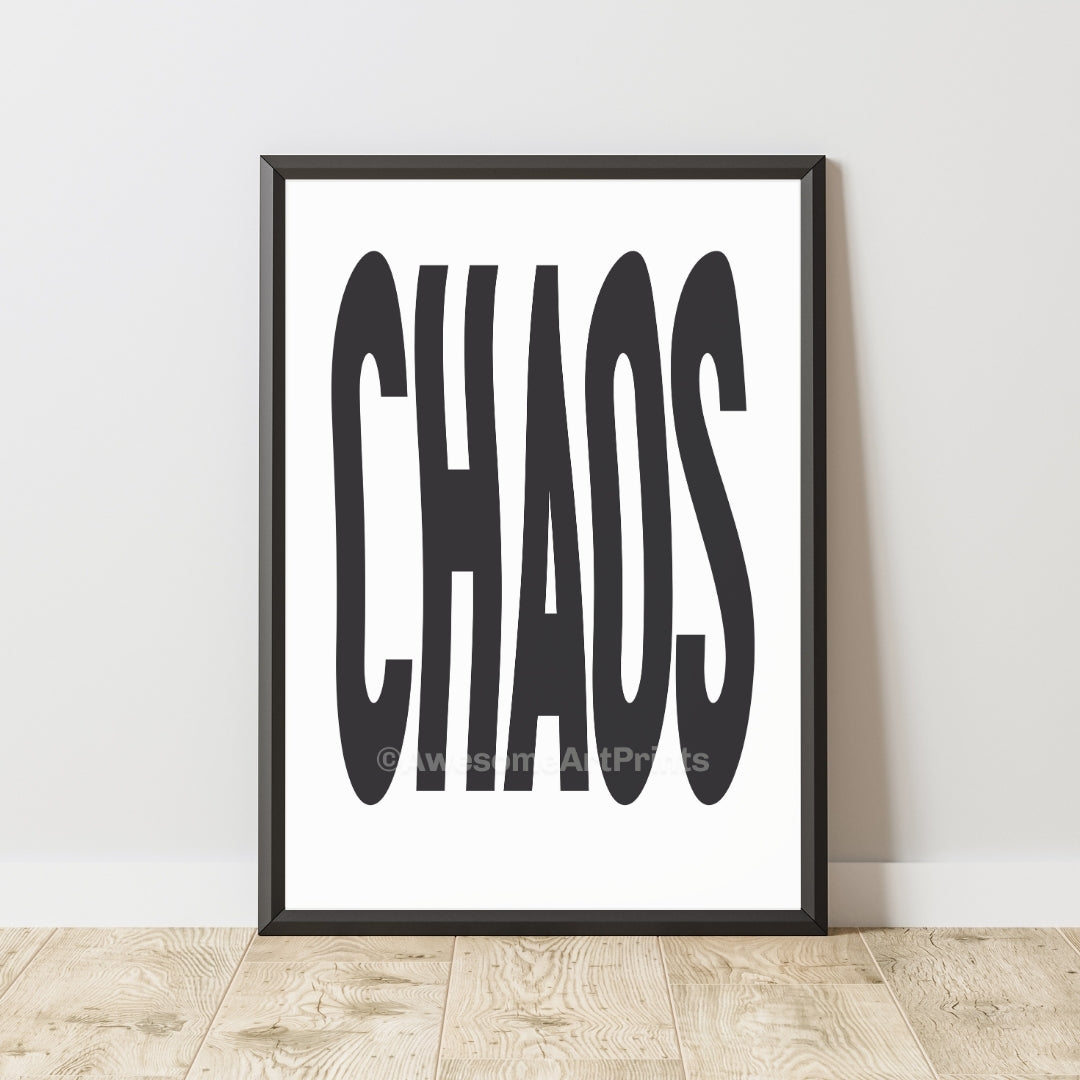 CHAOS Typographic Poster Print, Digital Illustration | Typographic wall art