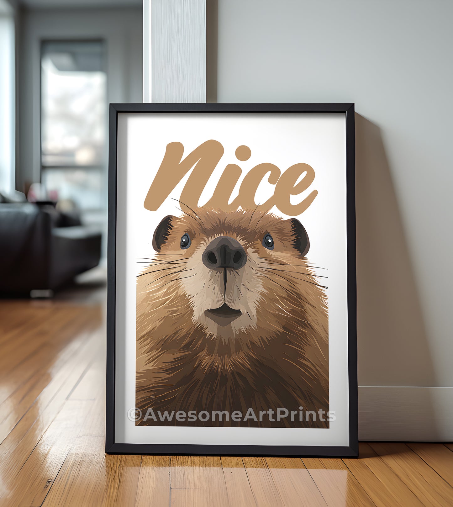 Nice (Beaver) Poster Print, Digital Illustration | Funny wall art