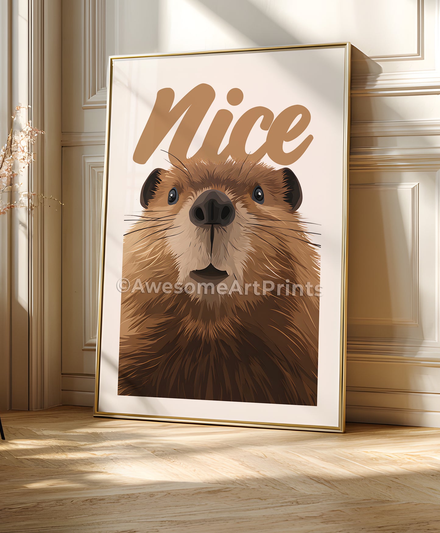 Nice (Beaver) Poster Print, Digital Illustration | Funny wall art