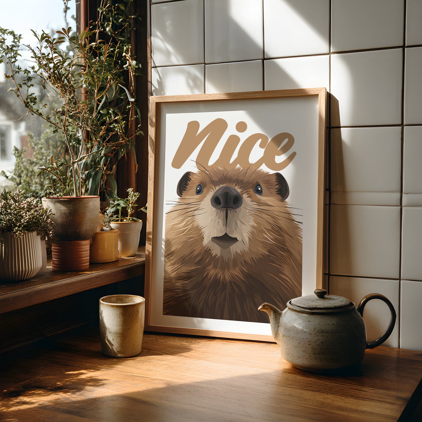 Nice (Beaver) Poster Print, Digital Illustration | Funny wall art