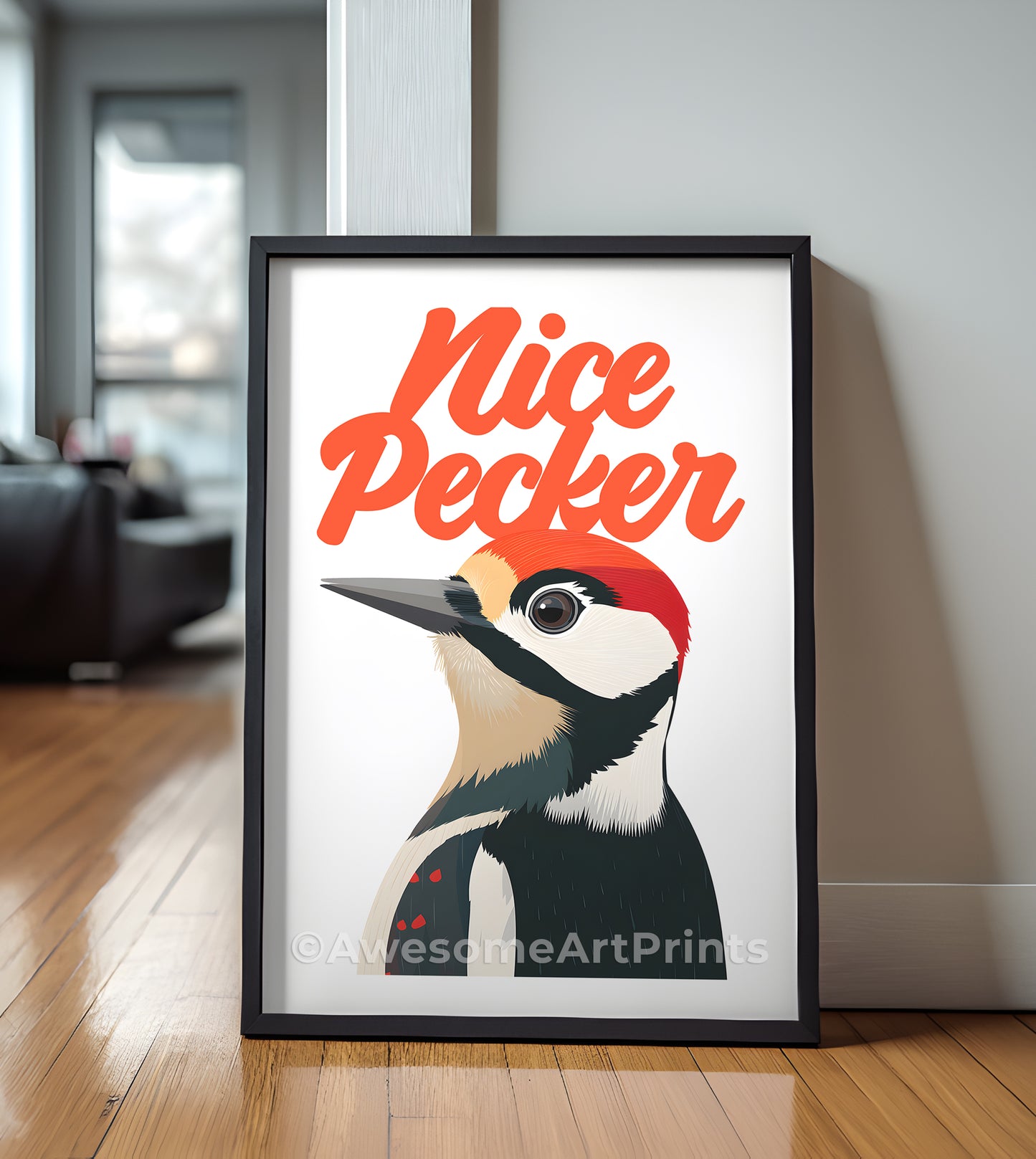 Nice Pecker Poster Print, Digital Illustration | Funny wall art