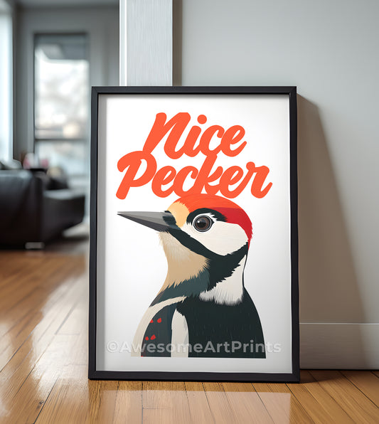 Nice Pecker Poster Print, Digital Illustration | Funny wall art