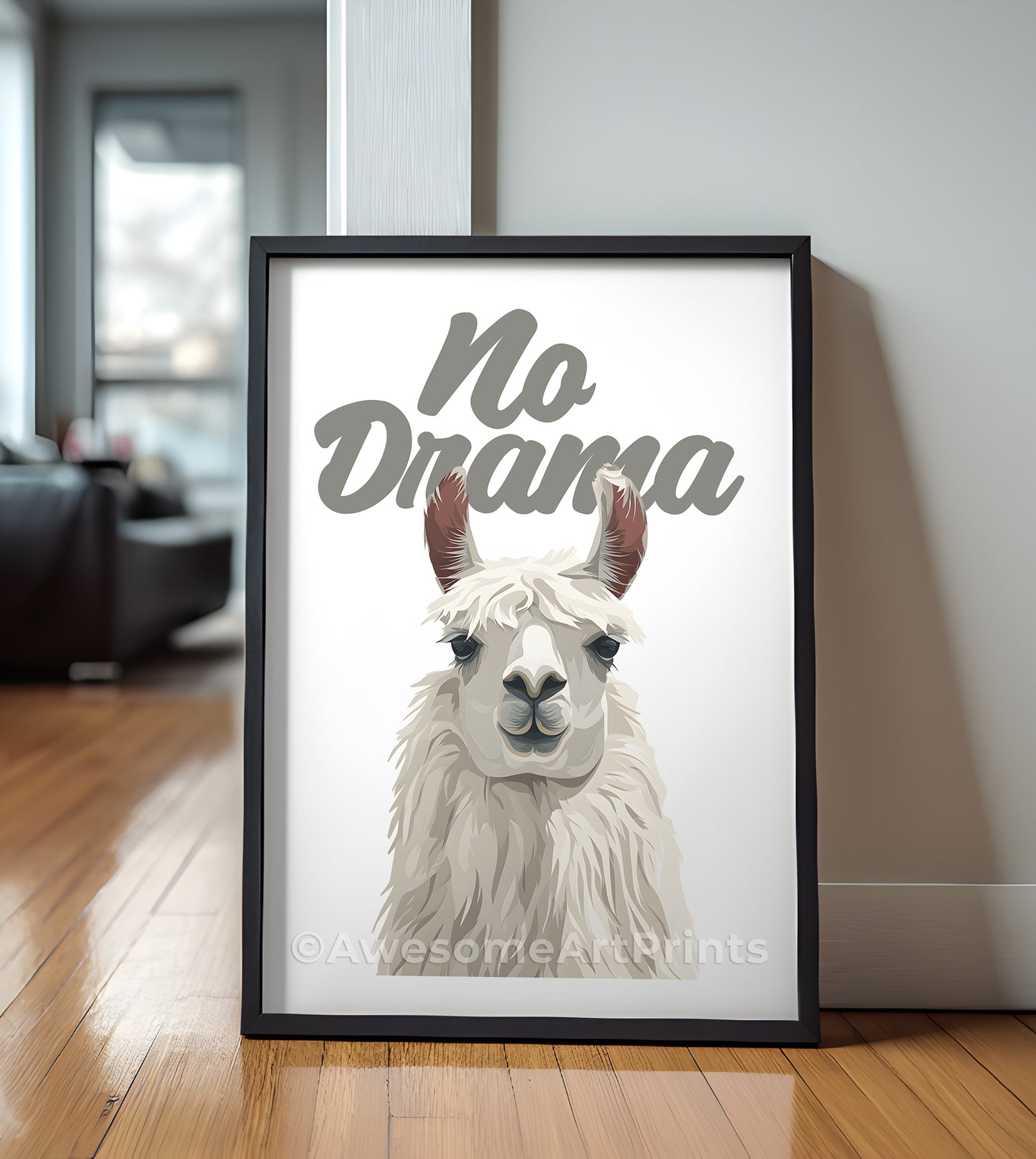 No Drama (Llama) Poster Print, Digital Illustration | Funny wall art