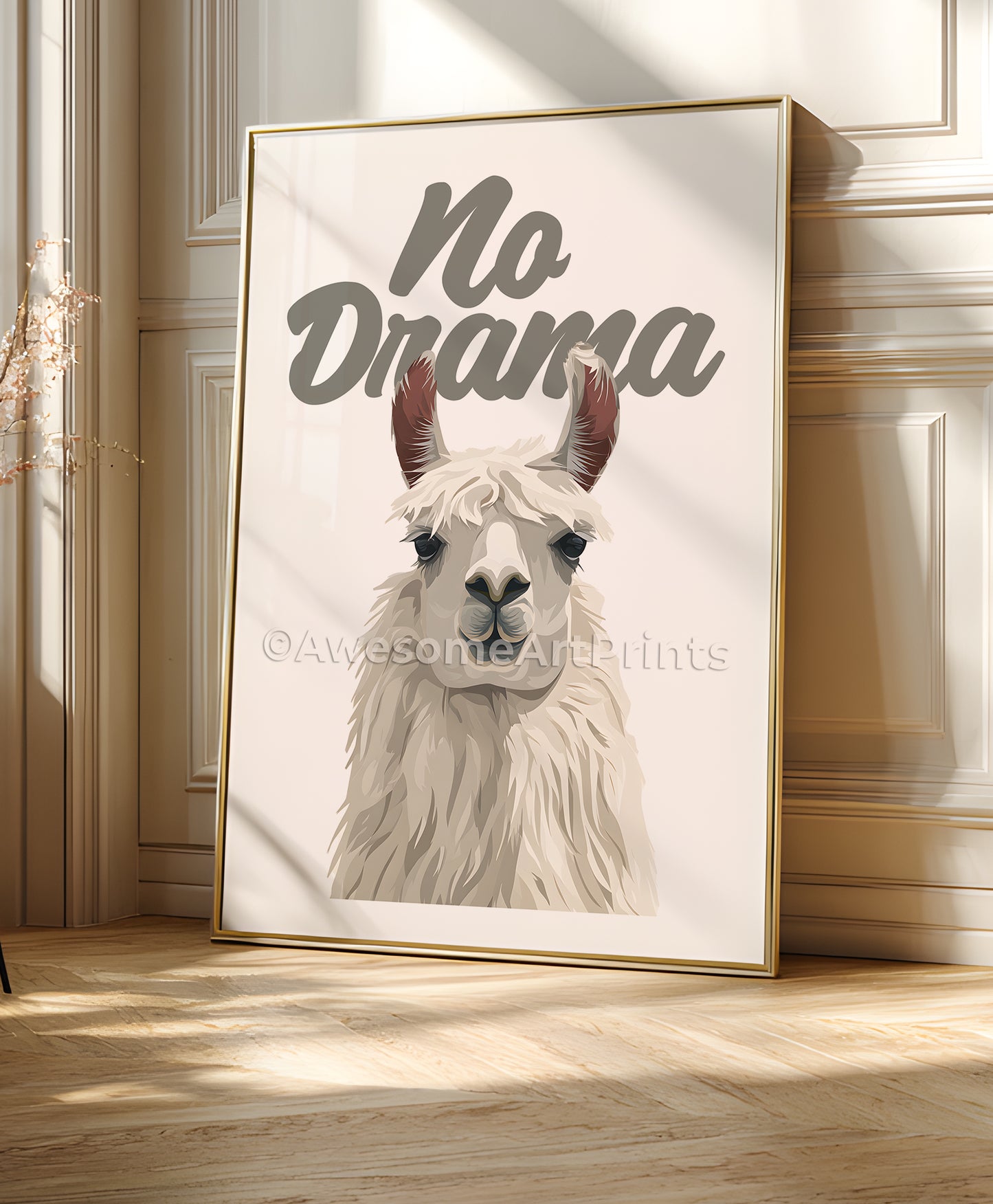 No Drama (Llama) Poster Print, Digital Illustration | Funny wall art