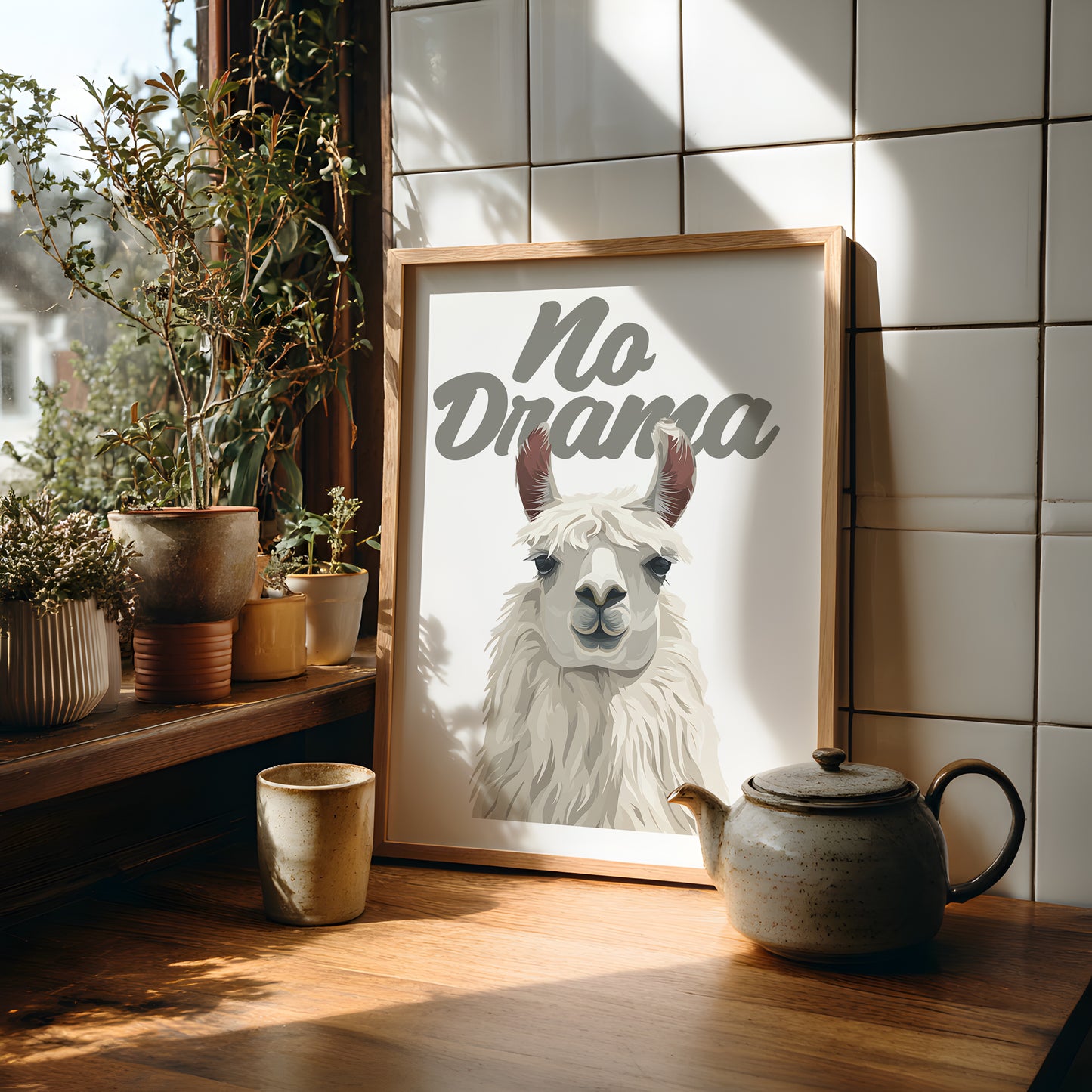 No Drama (Llama) Poster Print, Digital Illustration | Funny wall art