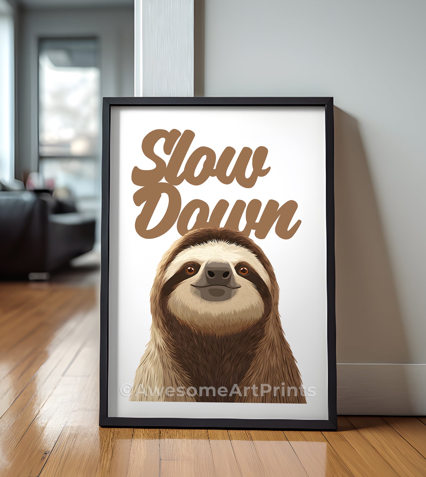 Slow Down (Sloth) Poster Print, Digital Illustration | Funny wall art