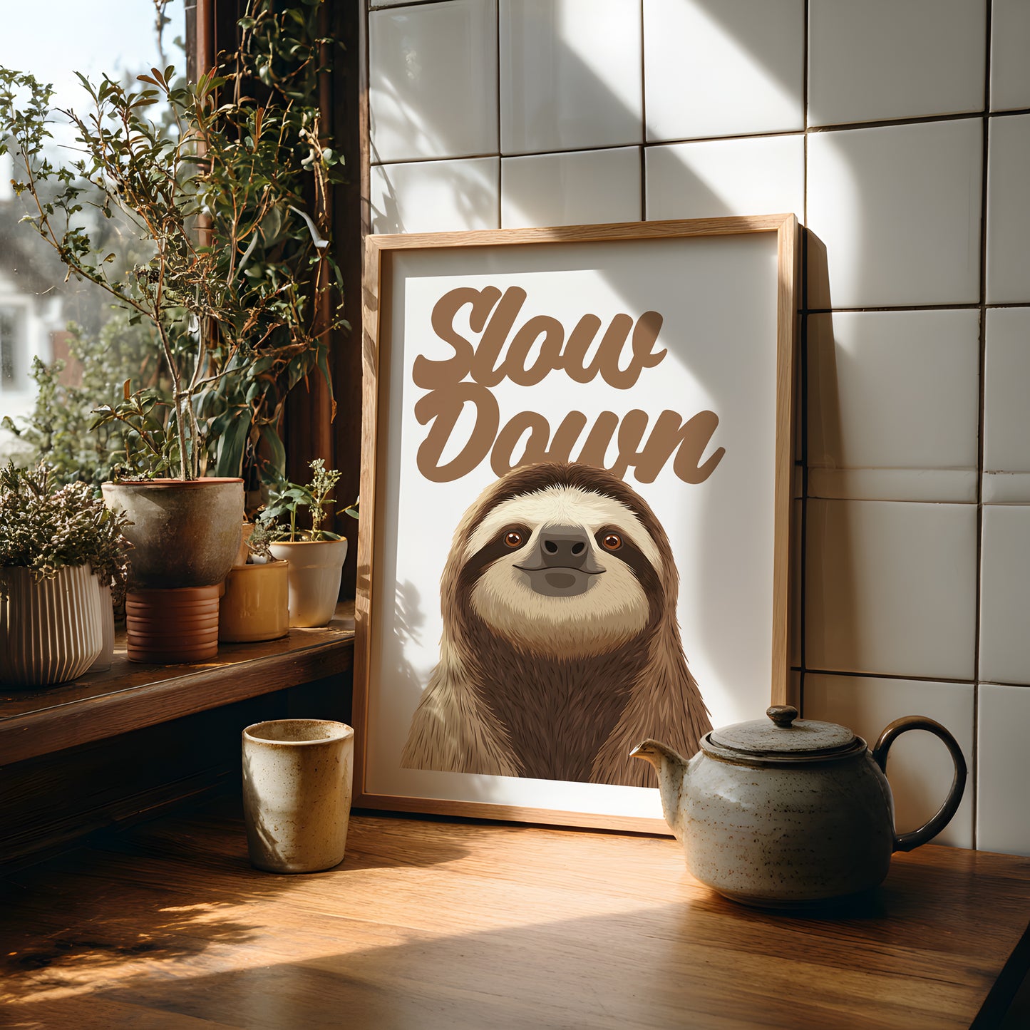 Slow Down (Sloth) Poster Print, Digital Illustration | Funny wall art