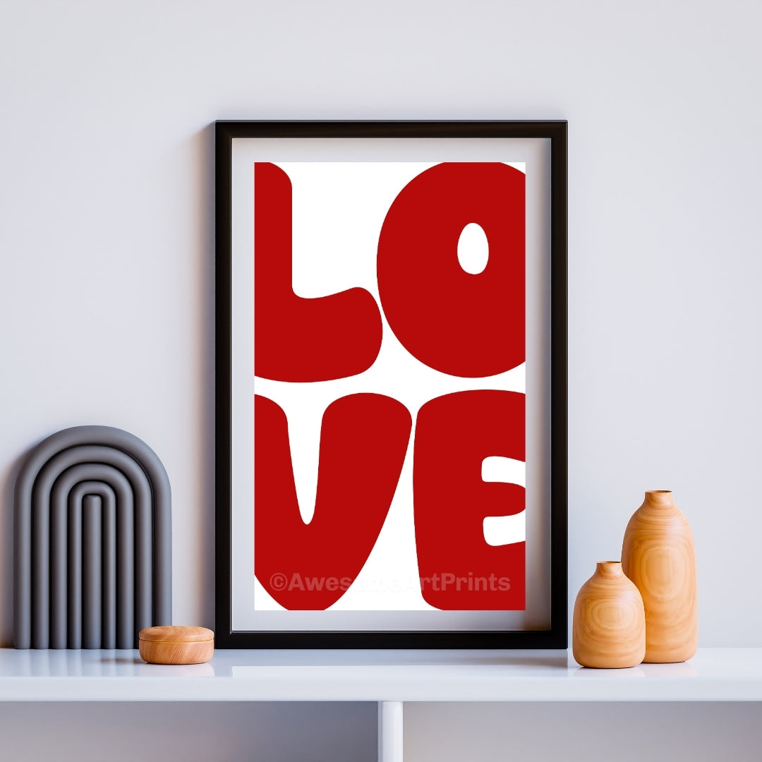 LOVE Typographic Poster Print, Digital Illustration | Typographic wall art