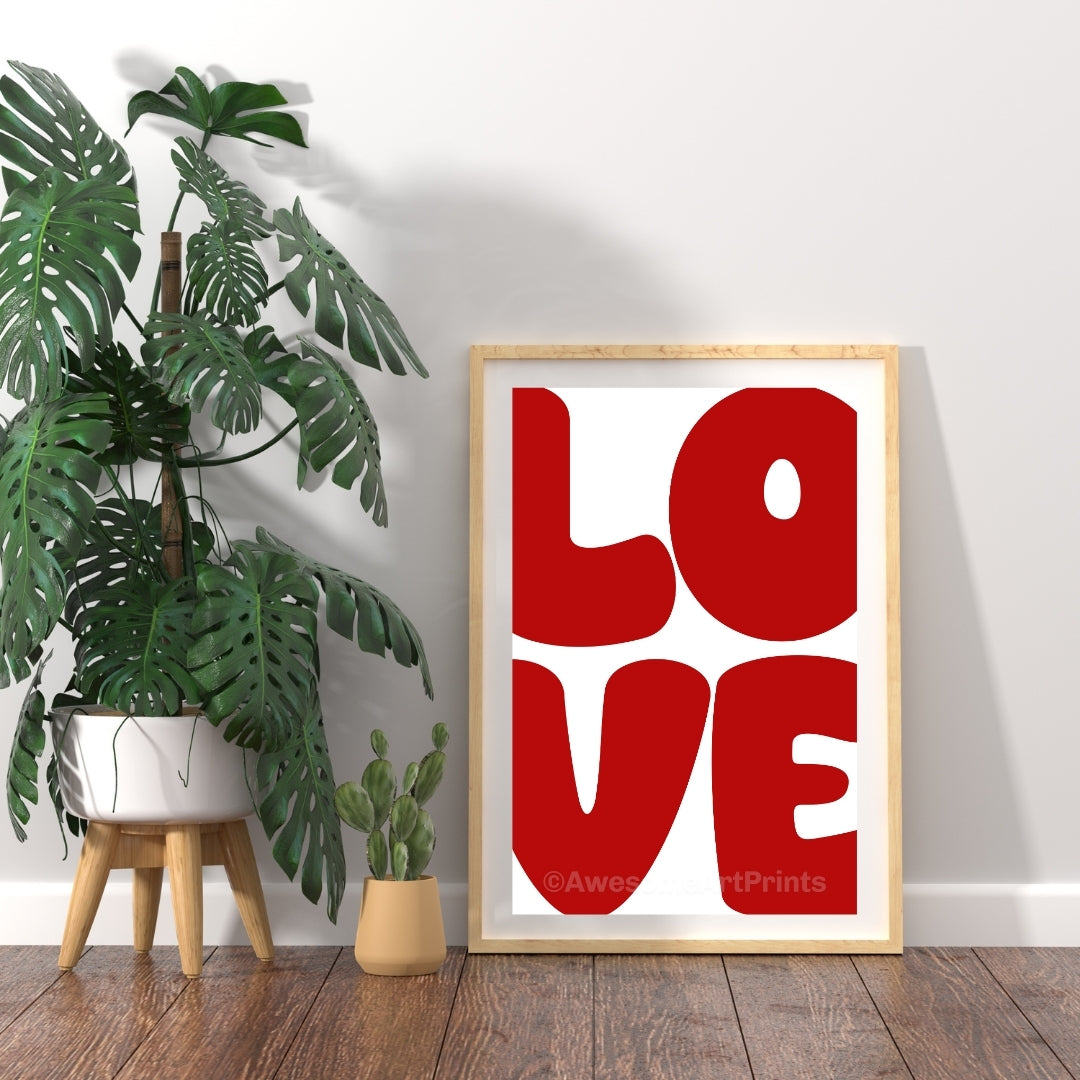 LOVE Typographic Poster Print, Digital Illustration | Typographic wall art