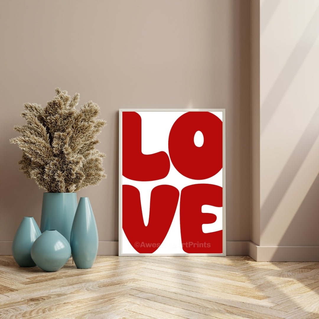 LOVE Typographic Poster Print, Digital Illustration | Typographic wall art