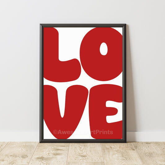 LOVE Typographic Poster Print, Digital Illustration | Typographic wall art