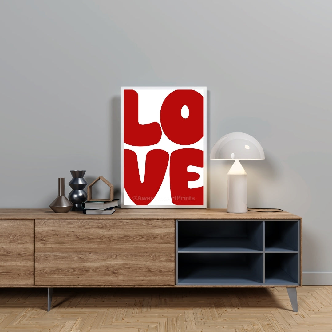 LOVE Typographic Poster Print, Digital Illustration | Typographic wall art