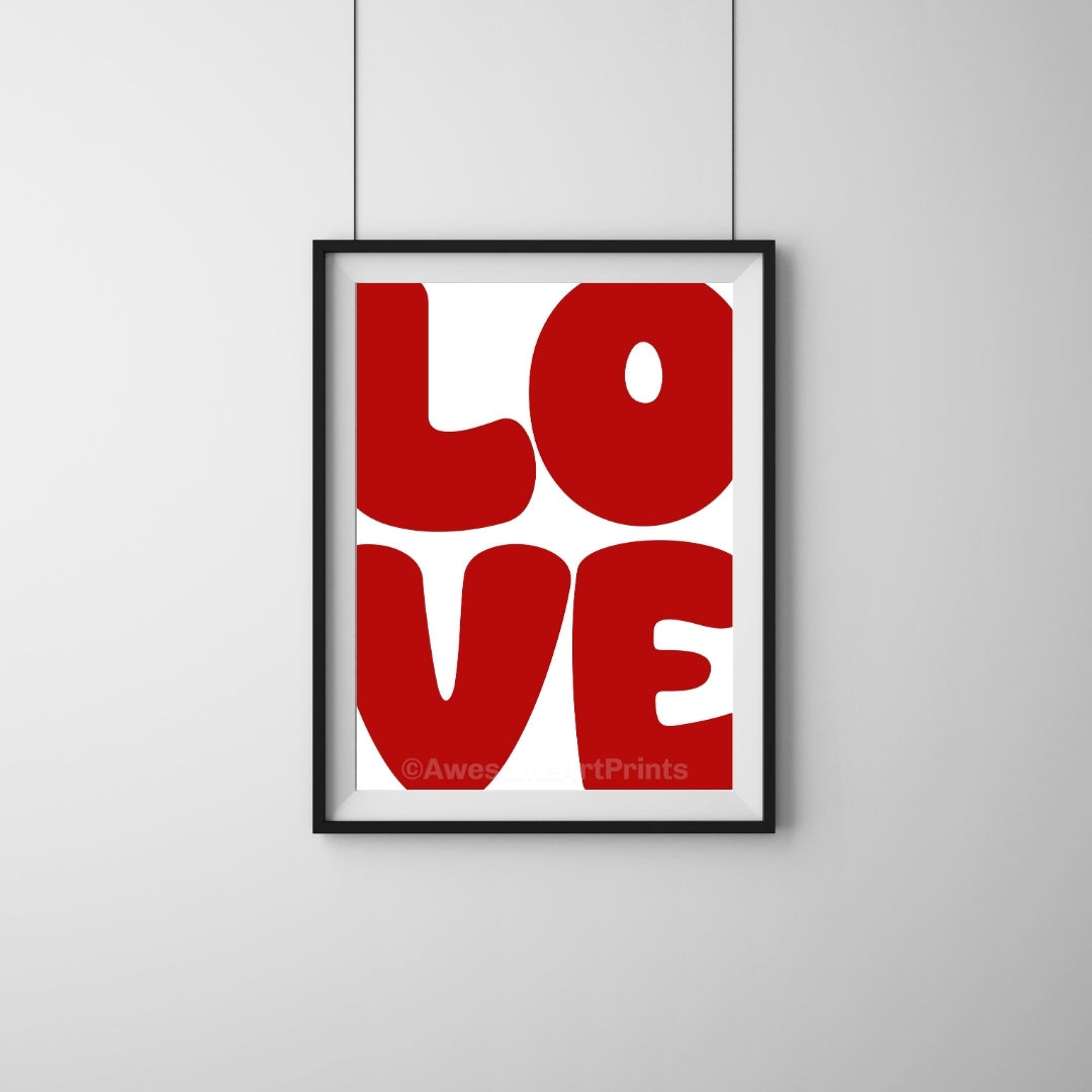 LOVE Typographic Poster Print, Digital Illustration | Typographic wall art