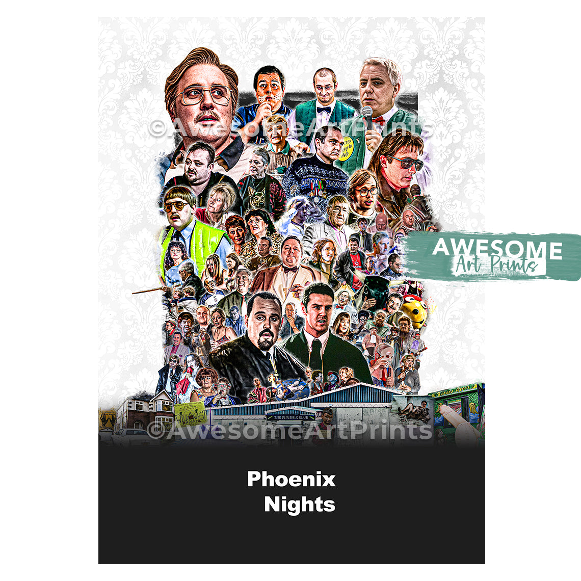 Peter kay's Phoenix Nights Poster Print, Digital Illustration | British wall art