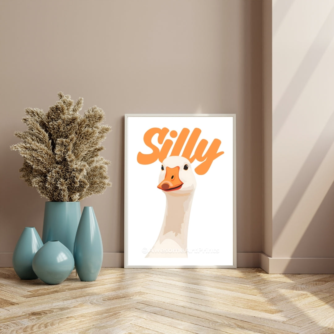 Silly Goose Poster Print, Digital Illustration | Funny wall art