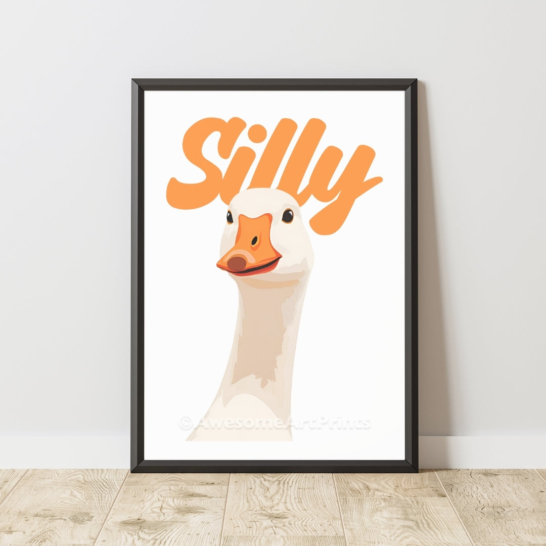 Silly Goose Poster Print, Digital Illustration | Funny wall art