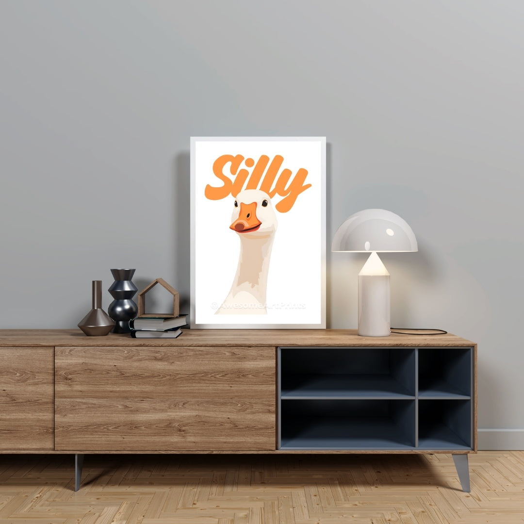 Silly Goose Poster Print, Digital Illustration | Funny wall art