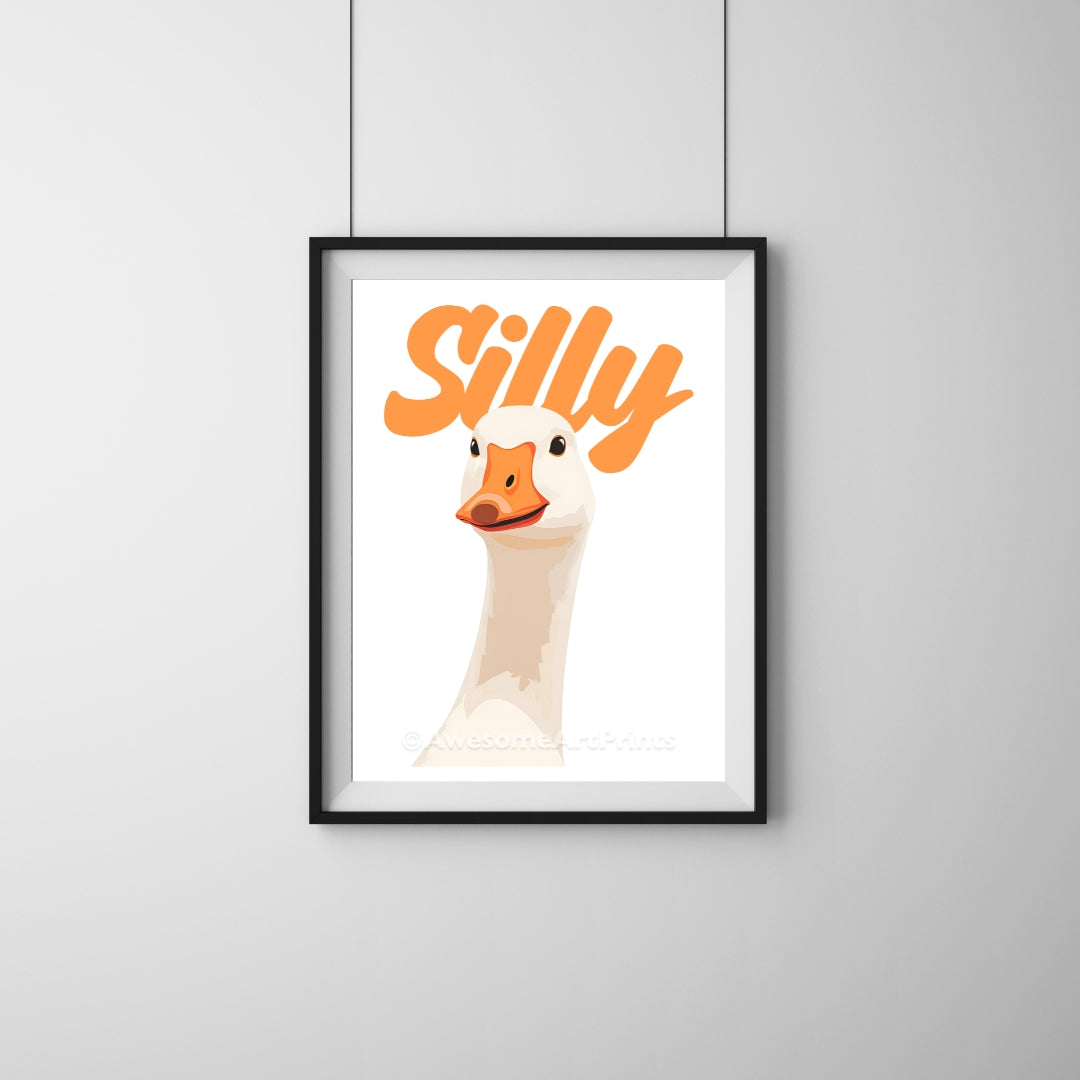 Silly Goose Poster Print, Digital Illustration | Funny wall art