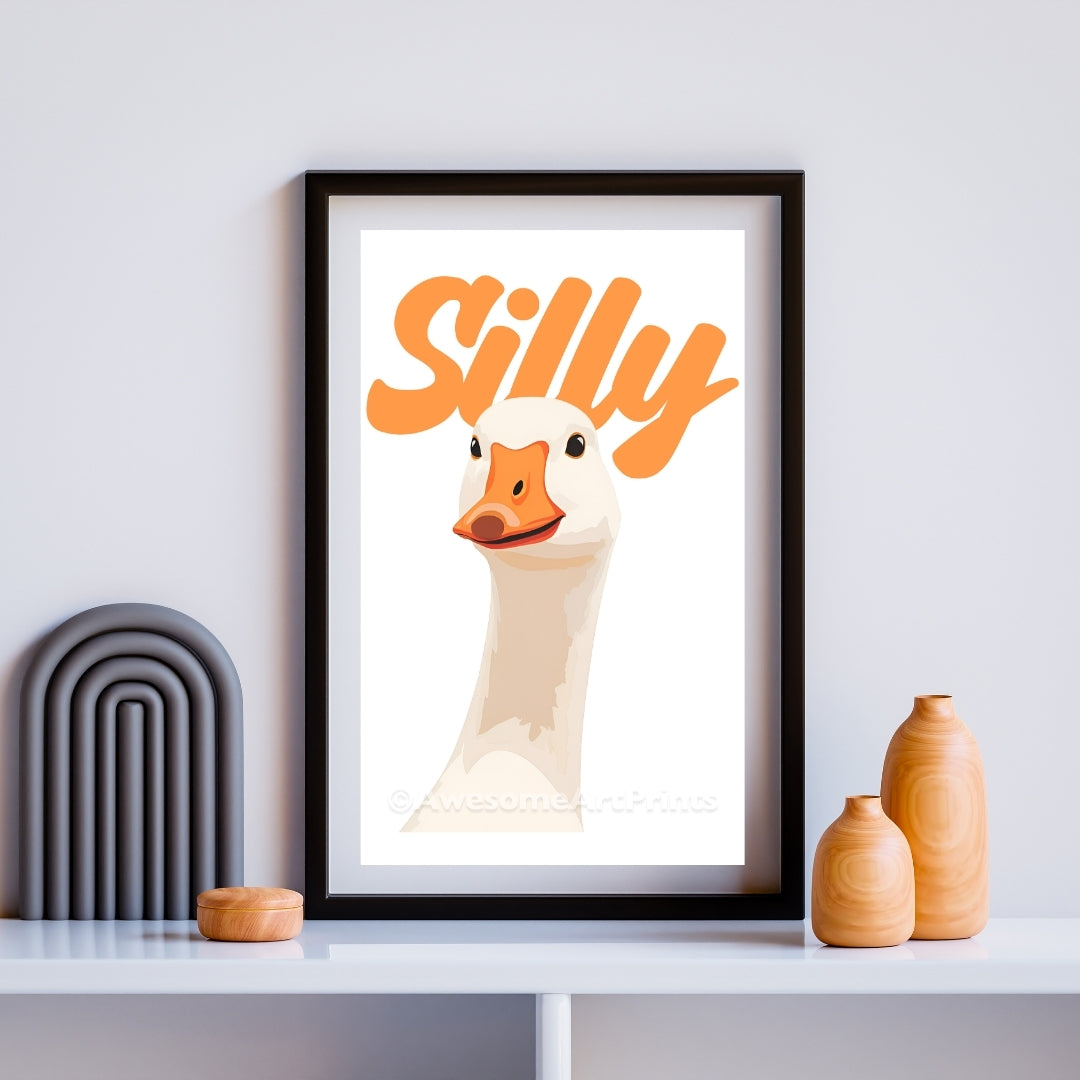 Silly Goose Poster Print, Digital Illustration | Funny wall art