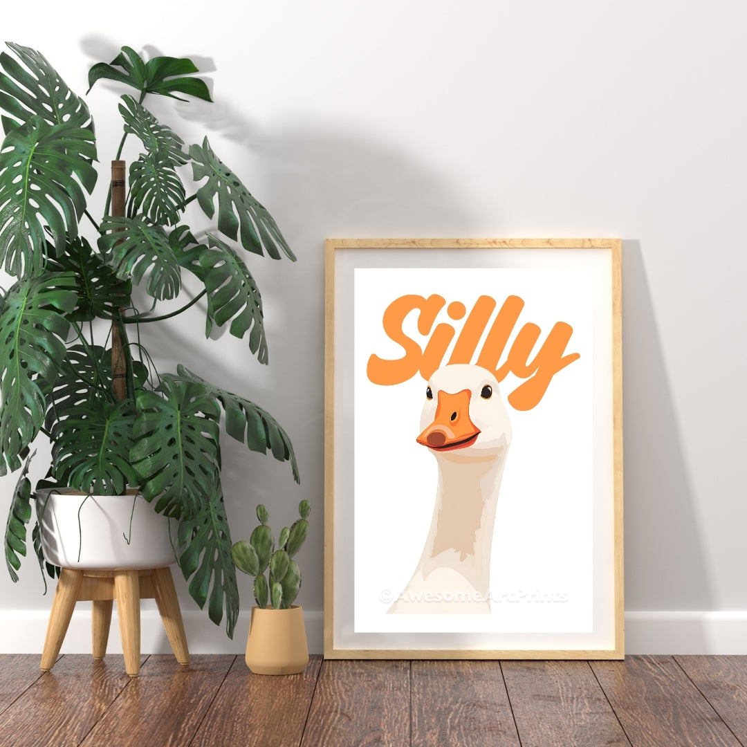 Silly Goose Poster Print, Digital Illustration | Funny wall art