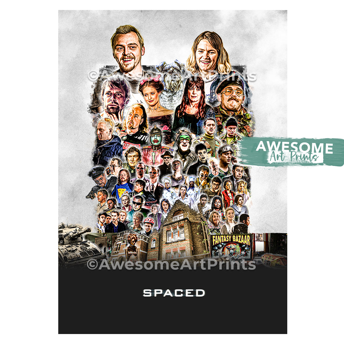 Spaced Poster Print, Digital Illustration | British wall art