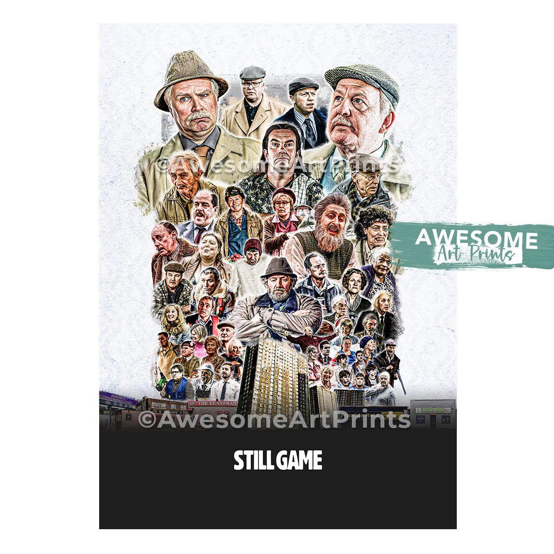 Still Game Poster Print, Digital Illustration