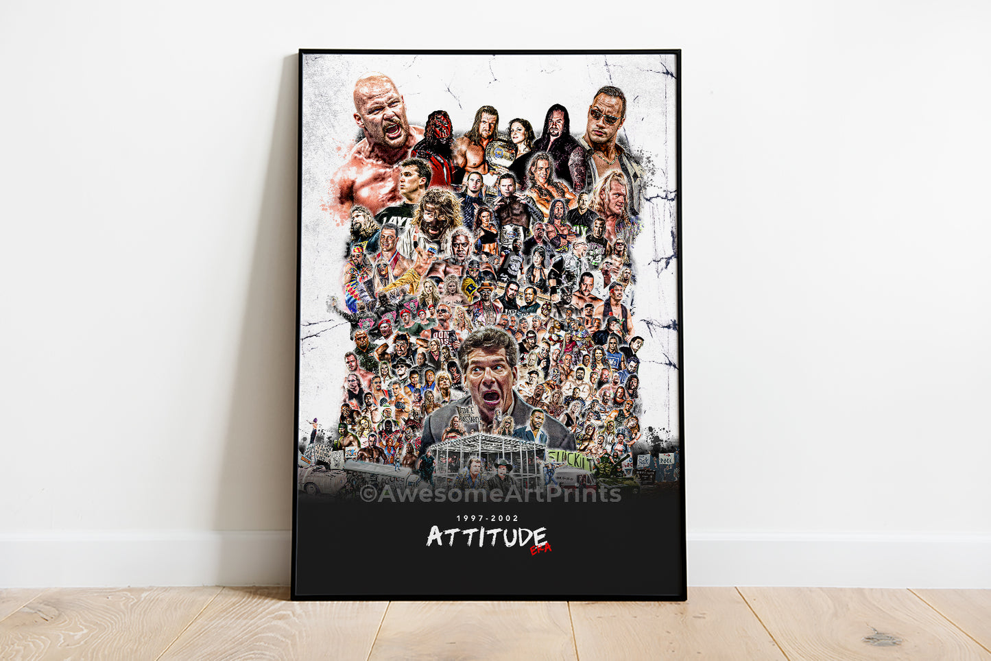 WWE Attitude Era wrestling legends Poster Print, Digital Illustration